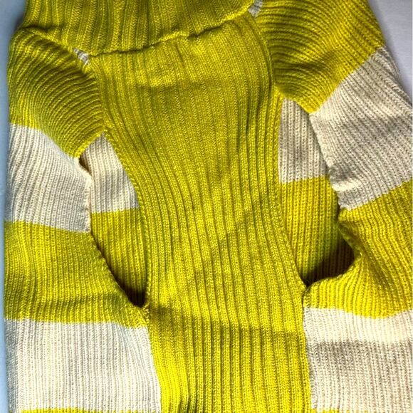 Boots & Barkley Mustard & Cream Stripe Cable Knit Dog or Cat Sweater Large New! - Picture 4 of 12